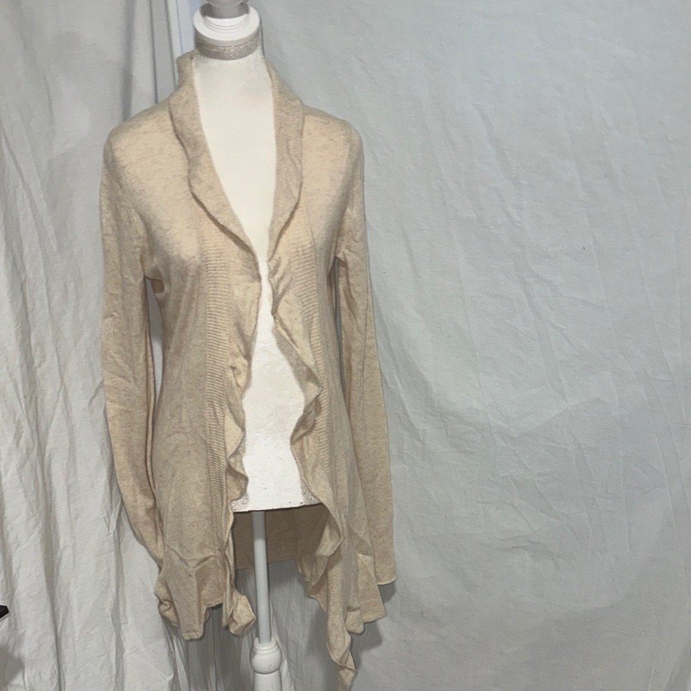 Cynthia Rowley 100% Cashmere Large Open Front Cardigan Sweater